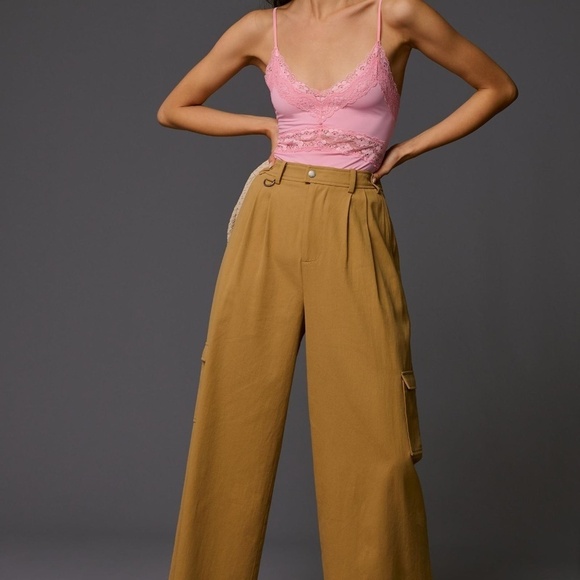 NWT Anthropologie English Factory Pink Lace-Trimmed Bodysuit XL - Picture 2 of 4